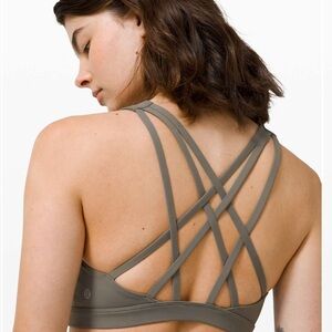Lululemon Free To Be Serene Bra Sz 2 Yoga Strappy Green Fitness Workout